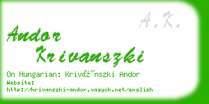 andor krivanszki business card